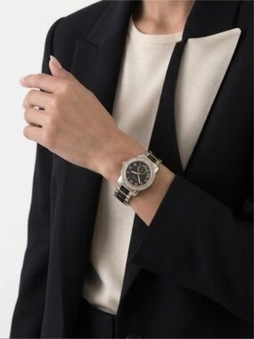 Geneva Platinum 4967 S/S Back Black Gold Tone Bling Bezel Japan Movt Black Face